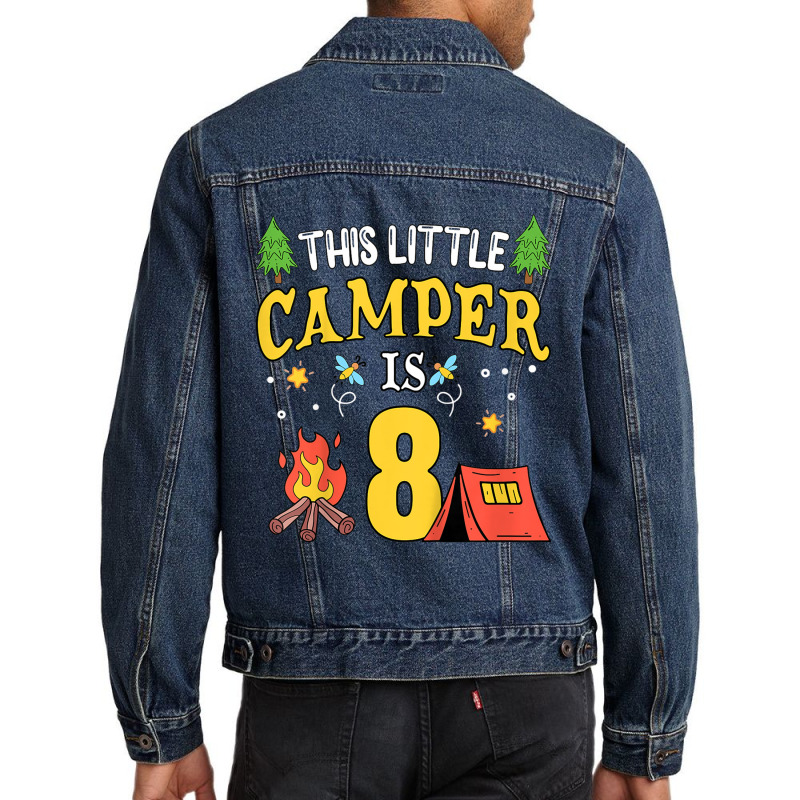 Kids Funny 8th Camping Birthday Camper Lover 8 Year Old Gifts T Shirt Men Denim Jacket | Artistshot