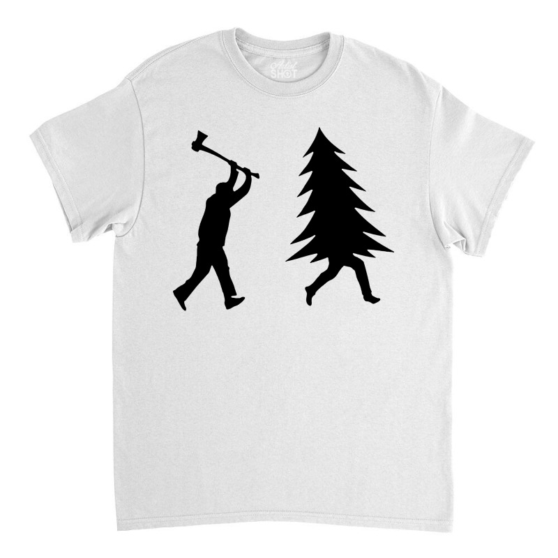 Funny Christmas Tree Is Chased Classic T-shirt | Artistshot