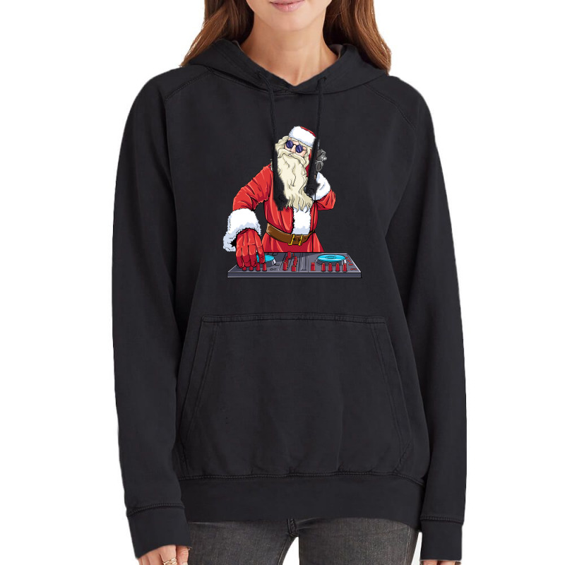 Dj Rock Christmas Santa Claus Vintage Hoodie | Artistshot