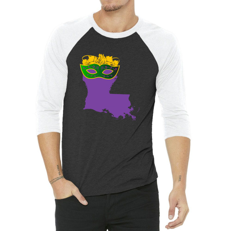Mardi Gras Louisiana Mask 3/4 Sleeve Shirt | Artistshot
