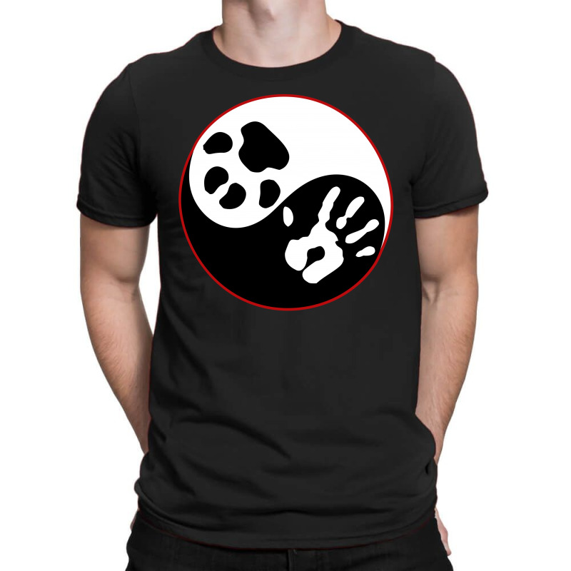 Yin Yang Human Hand Dog Paw T-shirt | Artistshot