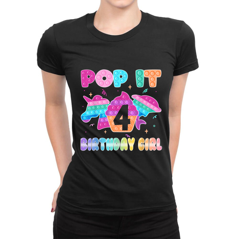 Birthday Girl Pop It 4 Unicorn Girls Boys Pop It Nine 4th T Shirt Ladies Fitted T-Shirt by Kevin_VandenBerge | Artistshot