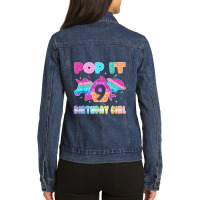 Birthday Girl Pop It 9 Unicorn Girls Boys Pop It Nine 9th T Shirt Ladies Denim Jacket | Artistshot