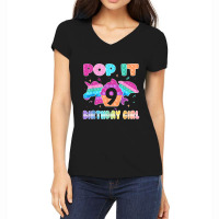 Birthday Girl Pop It 9 Unicorn Girls Boys Pop It Nine 9th T Shirt Women's V-neck T-shirt | Artistshot