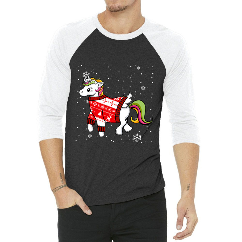 Christmas Unicorn Ugly Costumes Matching Family Xmas Pajama T Shirt 3/4 Sleeve Shirt by Kevin_VandenBerge | Artistshot