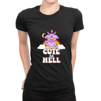 Satan Unicorn Goat Cute As Hell T Shirt Ladies Fitted T-shirt | Artistshot