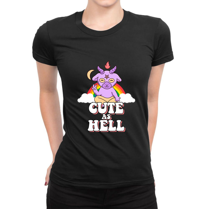 Satan Unicorn Goat Cute As Hell T Shirt Ladies Fitted T-Shirt by Kevin_VandenBerge | Artistshot