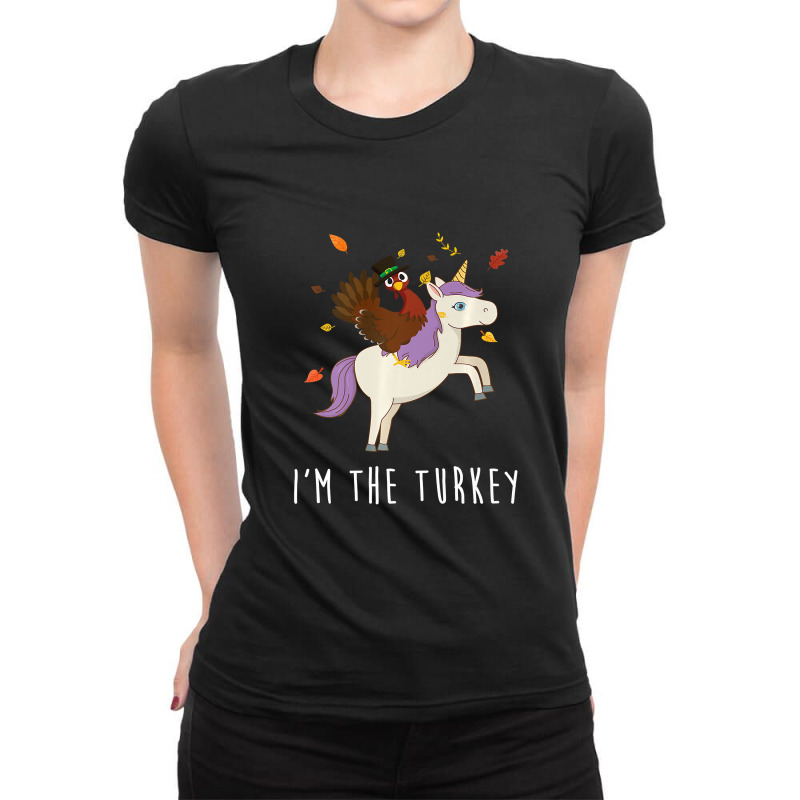 Silly I'm The Turkey Riding Unicorn Matching Thanksgiving Premium T Sh Ladies Fitted T-Shirt by Kevin_VandenBerge | Artistshot