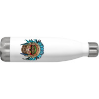 Fluffy Persian Cat Wearing Native American Indian Headdress Stainless Steel Water Bottle | Artistshot