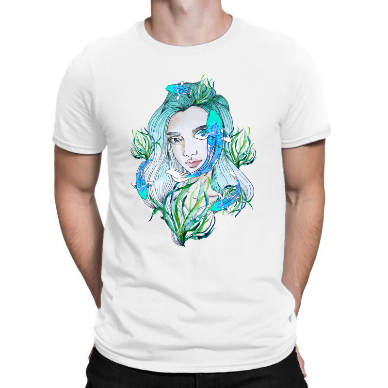 Pisces Girl Watercolor T-shirt | Artistshot