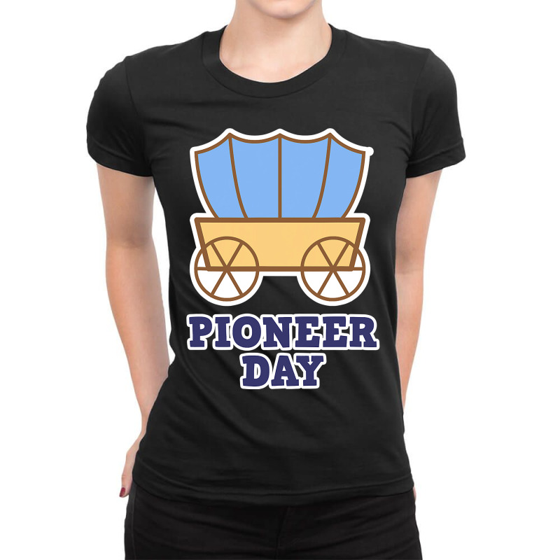 Funny Patriotism Pioneer Day America Utah Wagon Women Men T Shirt Ladies Fitted T-Shirt by ChristineWeber89 | Artistshot