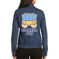 Funny Patriotism Pioneer Day America Utah Wagon Women Men T Shirt Ladies Denim Jacket | Artistshot