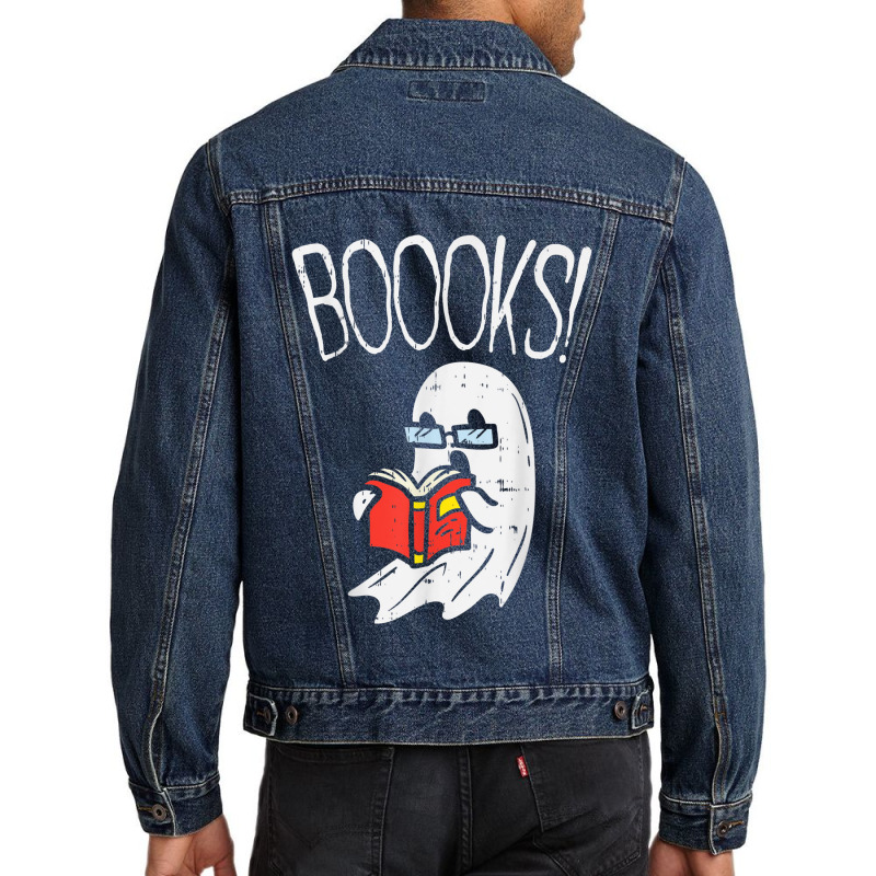 Boooks Ghost Librarian Reading Book Funny Halloween Costume Men Denim Jacket | Artistshot