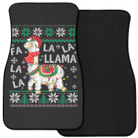 Fa La La Llama Christmas Santa Hat Lights Ugly Sweater 136 Front Car Mat | Artistshot