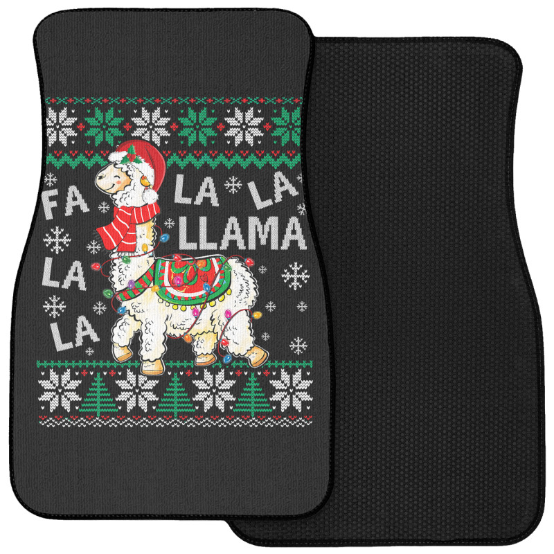 Fa La La Llama Christmas Santa Hat Lights Ugly Sweater 136 Front Car Mat | Artistshot