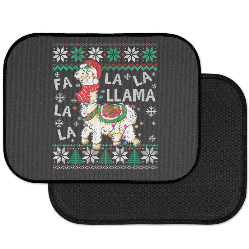 Fa La La Llama Christmas Santa Hat Lights Ugly Sweater 136 Rear Car Mat | Artistshot