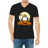 Penguin Pumpkin Moon Bats Costume Cute Easy Halloween Gift T-shirt V-neck Tee | Artistshot