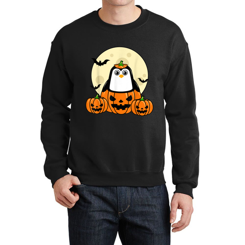 Penguin Pumpkin Moon Bats Costume Cute Easy Halloween Gift T-shirt Crewneck Sweatshirt | Artistshot