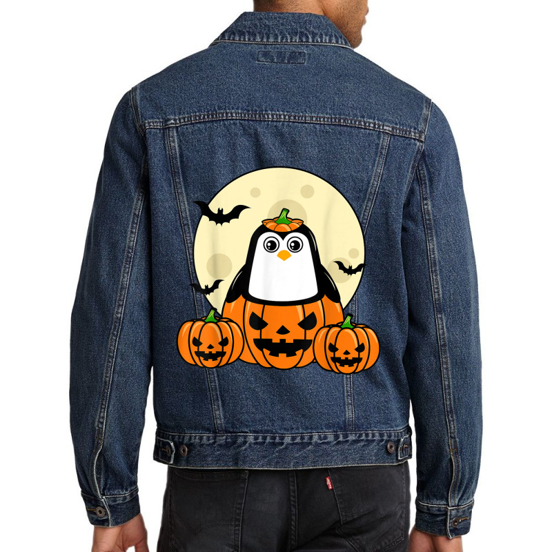 Penguin Pumpkin Moon Bats Costume Cute Easy Halloween Gift T-shirt Men Denim Jacket | Artistshot