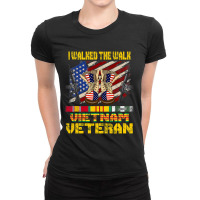 Vietnam Veteran With Us Flag With Combat Boots Patriotic 207 Ladies Fitted T-shirt | Artistshot