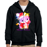 Merry Christmas Cat Youth Zipper Hoodie | Artistshot