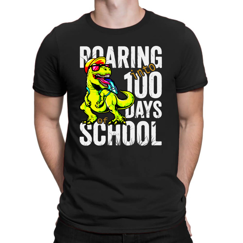 Roaring Into 100 Days Of School Dinosaur Rex Boys T-shirt | Artistshot
