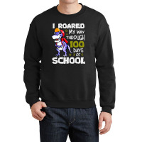 T Rex Roaring Into 100 Days Of School Crewneck Sweatshirt | Artistshot