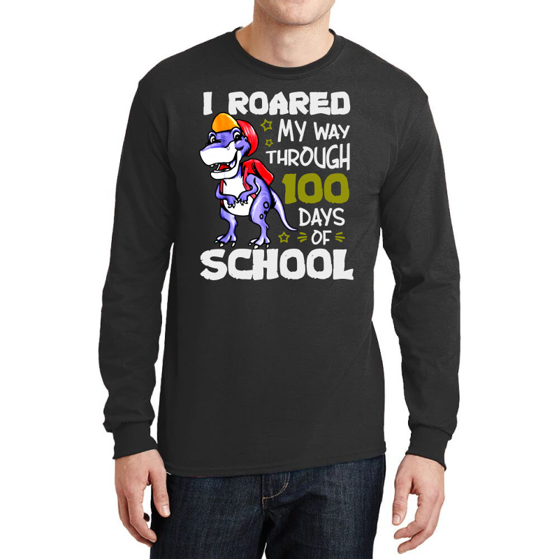 T Rex Roaring Into 100 Days Of School Long Sleeve Shirts | Artistshot