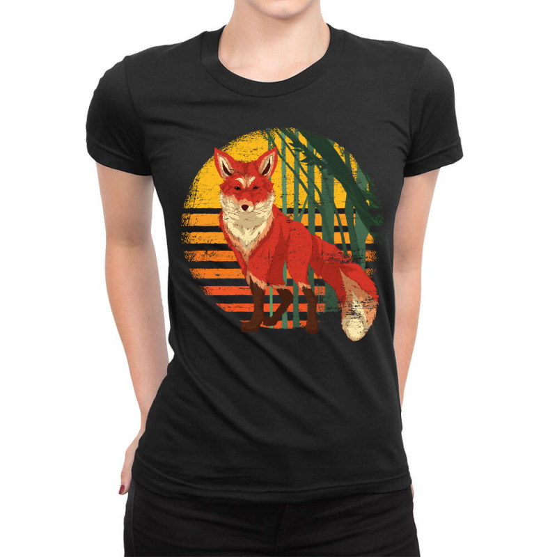 Fox T  Shirt Tropical Nature Fox Lover Wildlife Animal Retro Fox T  Sh Ladies Fitted T-Shirt by unwieldystatement | Artistshot