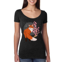 Fox T  Shirt Wildlife Cherry Blossom Retro Fox Lover Forest Animal Fox Women's Triblend Scoop T-shirt | Artistshot