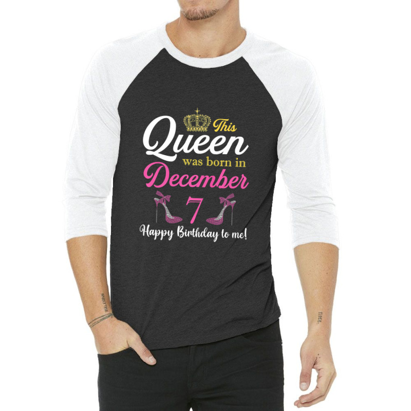 This Queen Was Born On December 7 Birthday High Heels Premium T Shirt 3/4 Sleeve Shirt by Kevin_VandenBerge | Artistshot