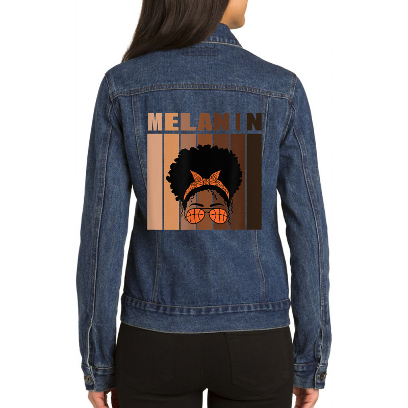 Black History Is American History For Basketball Black Woman T Shirt Ladies Denim Jacket by AaronRamel | Artistshot