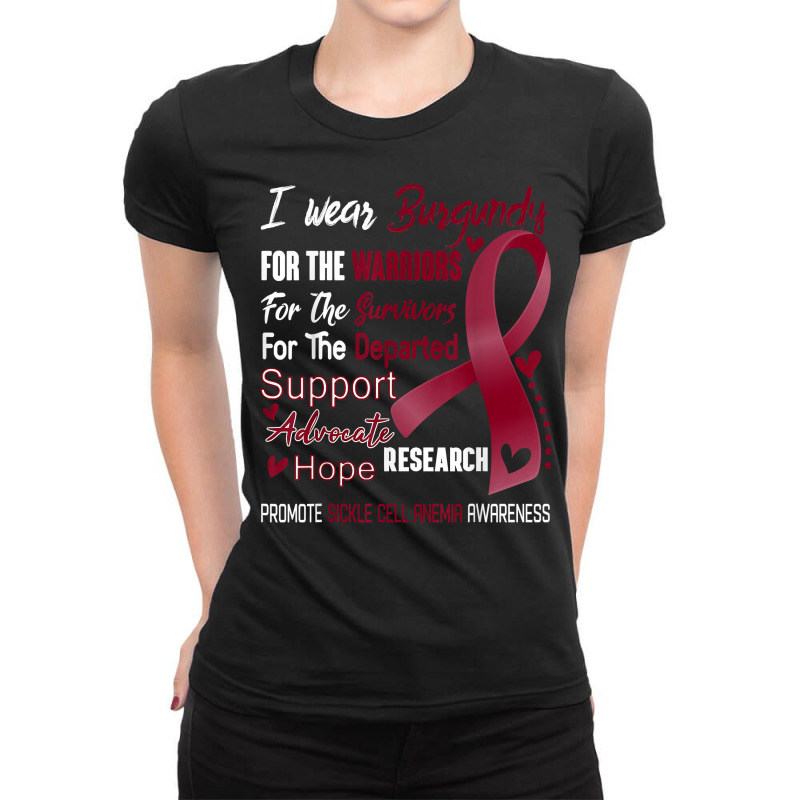 I Wear Burgundy For Sickle Cell Anemia Awareness T Shirt Ladies Fitted T-Shirt by ToanJeiza | Artistshot