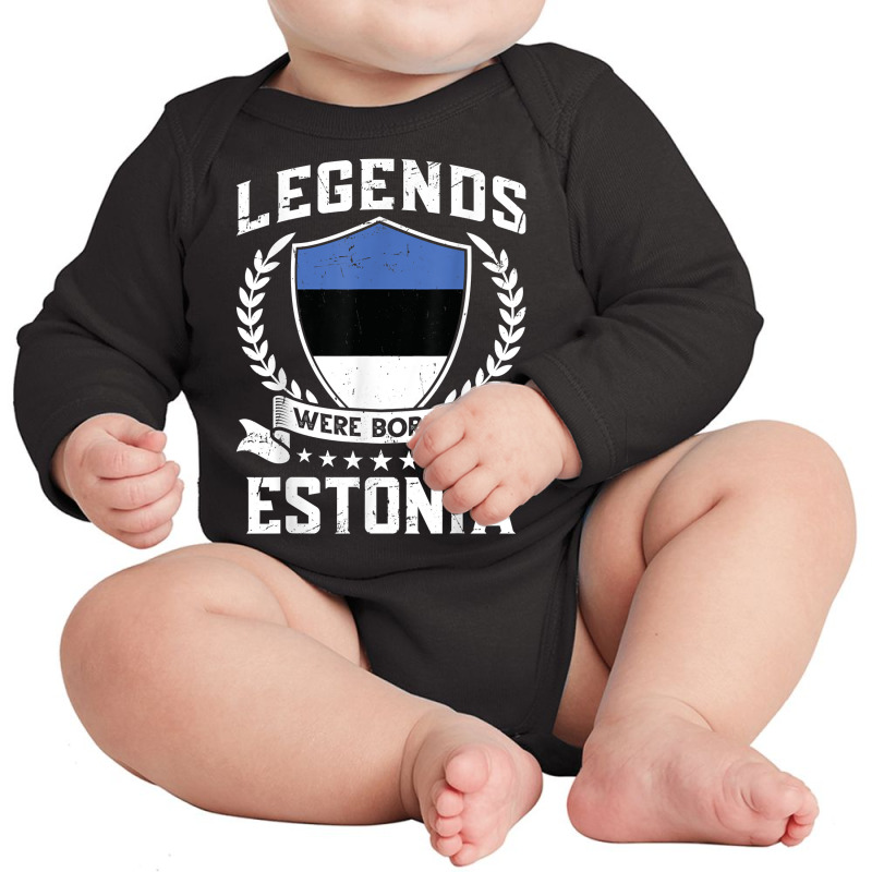 Vintage Design Estonian Flag Legends Were Born In Estonia T Shirt Long Sleeve Baby Bodysuit | Artistshot