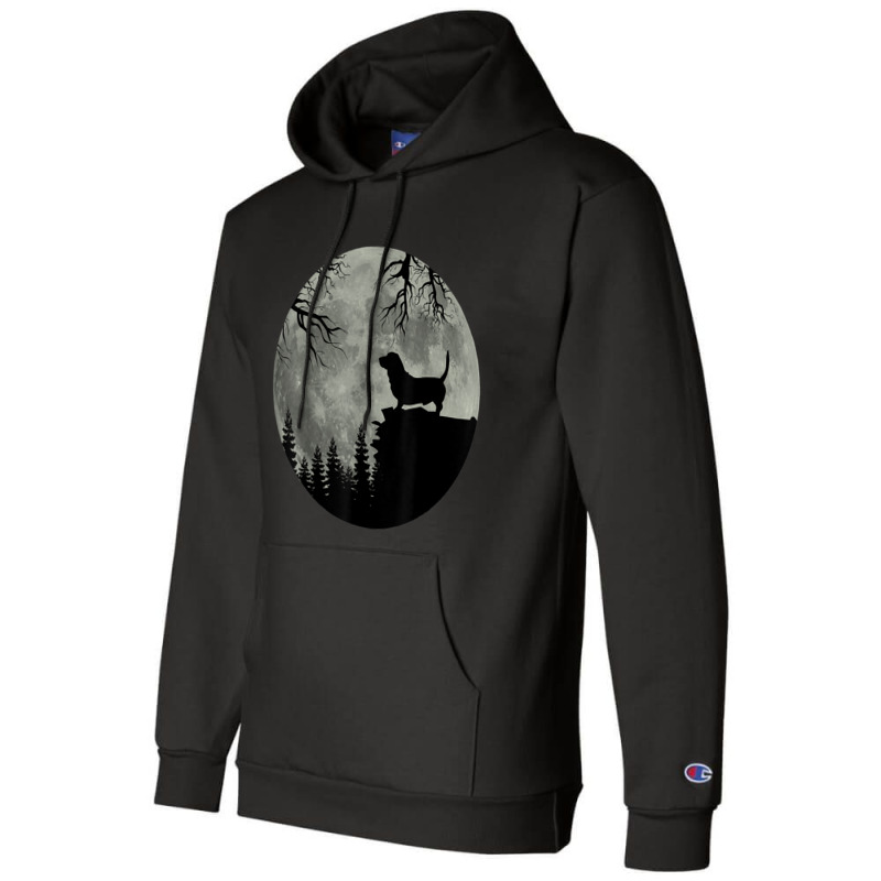 Baset Hound And Moon Halloween Spooky Dog Champion Hoodie | Artistshot