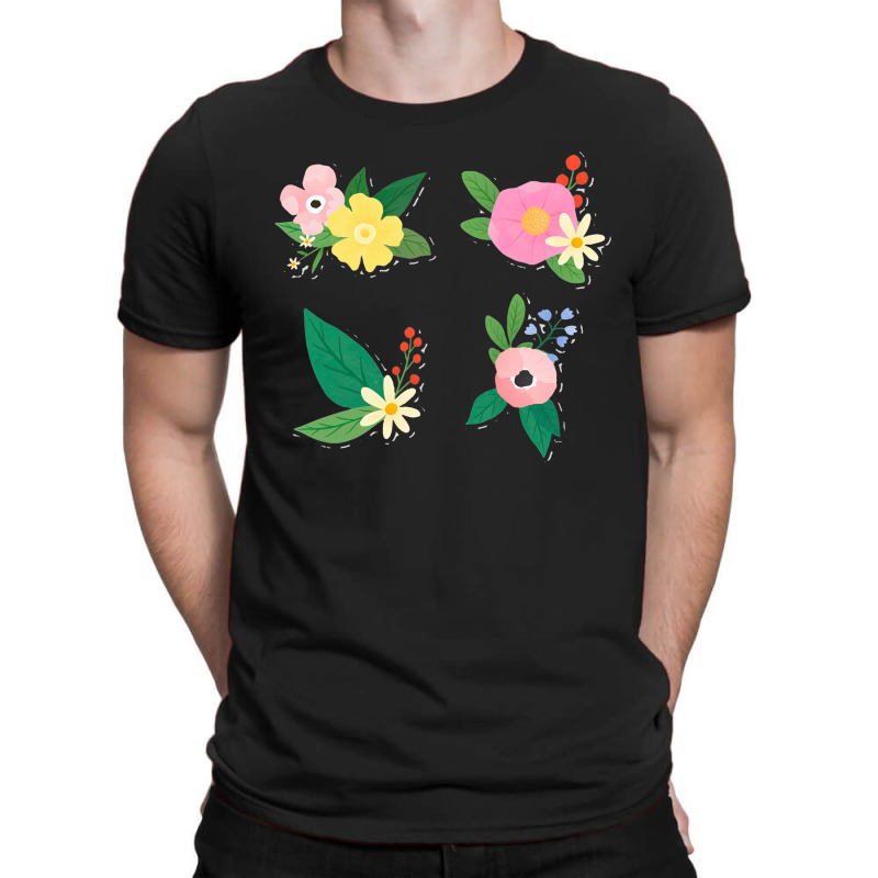 Colorful Floral Sticker Collection T-Shirt by annaponder | Artistshot