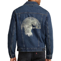 Boxer Dog And Moon Halloween Men Denim Jacket | Artistshot