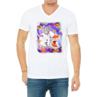 Cat Astronaut In Cosmic Space Funny Shirts For Weird People T Shirt V-neck Tee | Artistshot