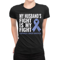 Womens Esophageal Cancer Support My Husband's Fight Is My Fight V Neck Ladies Fitted T-shirt | Artistshot