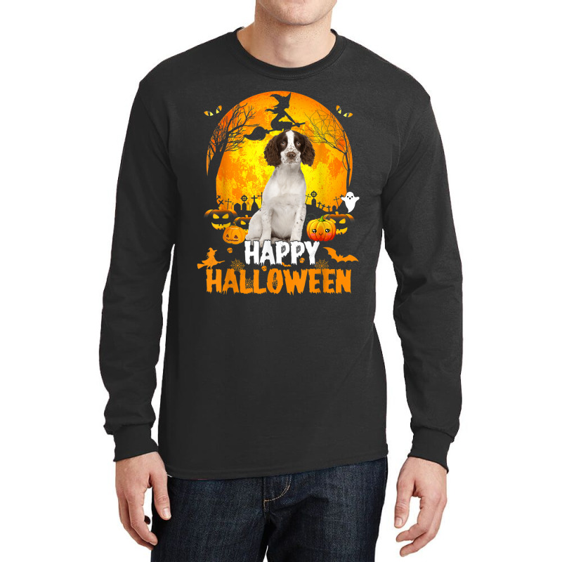 Cavalier King Dog Happy Halloween Day With The Moon Pumpkin Long Sleeve Shirts | Artistshot