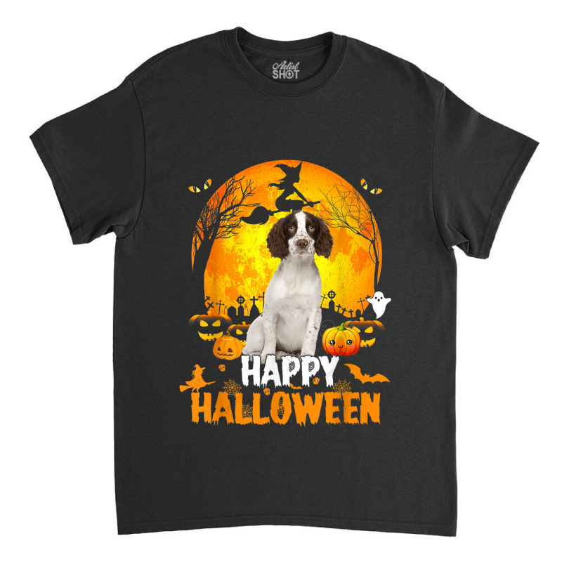 Cavalier King Dog Happy Halloween Day With The Moon Pumpkin Classic T-shirt | Artistshot