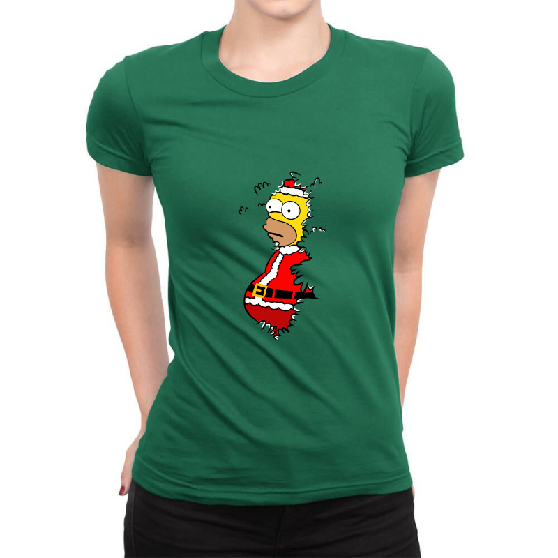 Homer Claus Christmas Ladies Fitted T-shirt | Artistshot