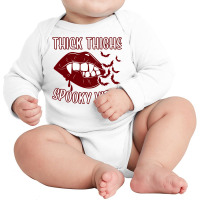 Thick Thighs And Spooky Vibes Vampire Women Bat Lips Pullover Hoodie Long Sleeve Baby Bodysuit | Artistshot