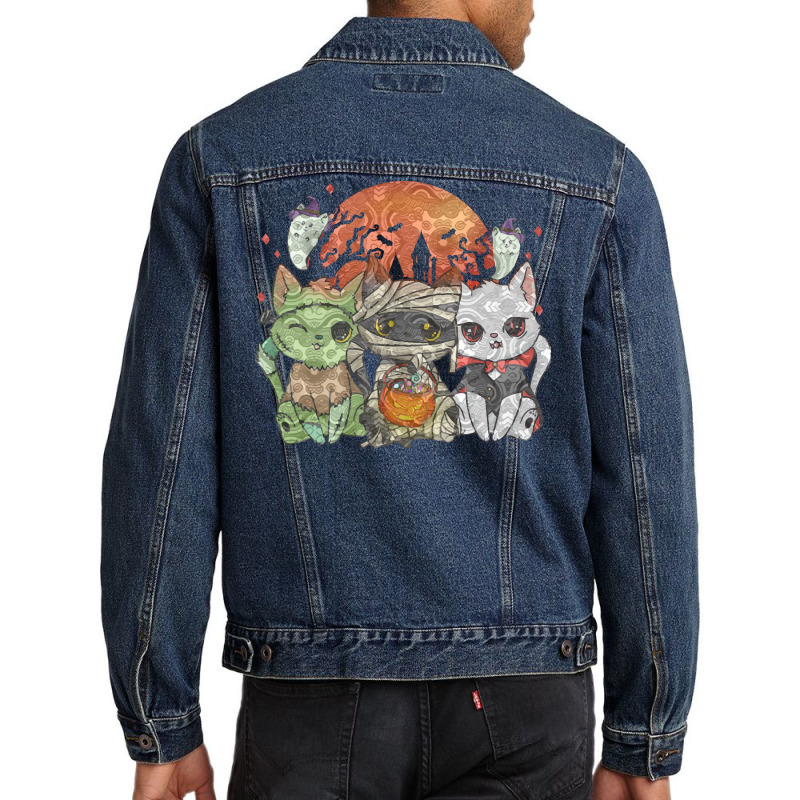 Halloween Cat Halloween Costume T  Shirt Halloween Cat Halloween Costu Men Denim Jacket | Artistshot