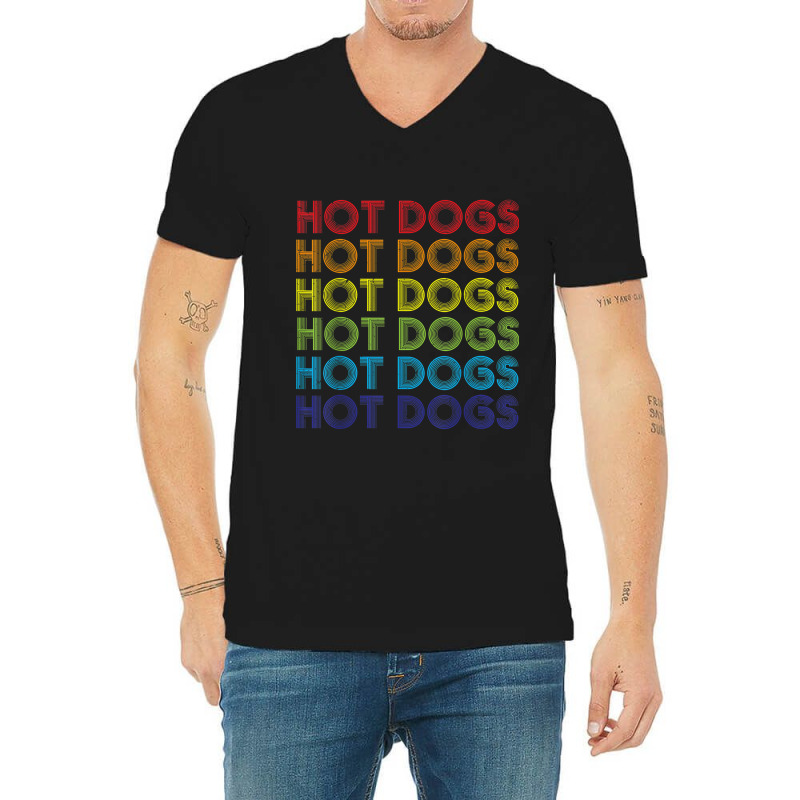 Hot Dog Hotdogs Sausage Frank Frankfurter Wiener Weenie Bun V-Neck Tee by Valentino-Holt | Artistshot