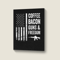 Coffee Bacon Guns And Freedom   Bbq Grill Funny Gun Usa Flag T Shirt Portrait Canvas Print | Artistshot