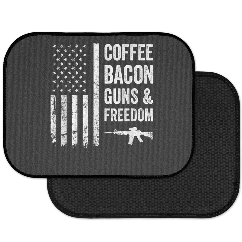 Coffee Bacon Guns And Freedom   Bbq Grill Funny Gun Usa Flag T Shirt Rear Car Mat | Artistshot