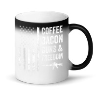 Coffee Bacon Guns And Freedom   Bbq Grill Funny Gun Usa Flag T Shirt Magic Mug | Artistshot