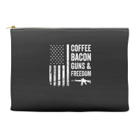 Coffee Bacon Guns And Freedom   Bbq Grill Funny Gun Usa Flag T Shirt Accessory Pouches | Artistshot