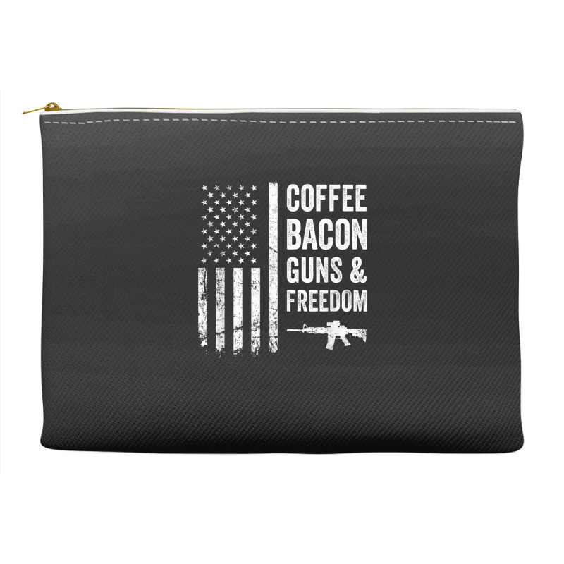 Coffee Bacon Guns And Freedom   Bbq Grill Funny Gun Usa Flag T Shirt Accessory Pouches | Artistshot